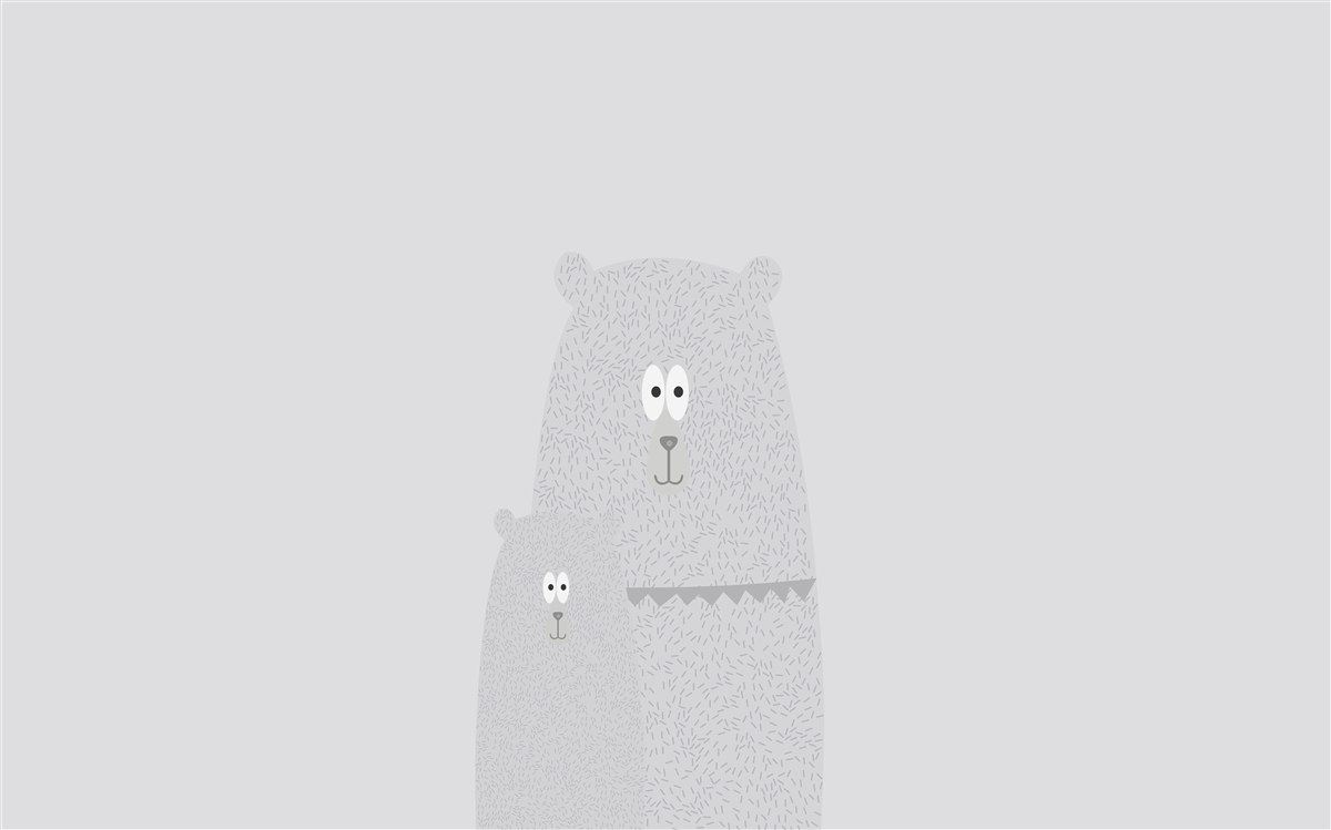 Papier peint ours gris sur fond gris uni