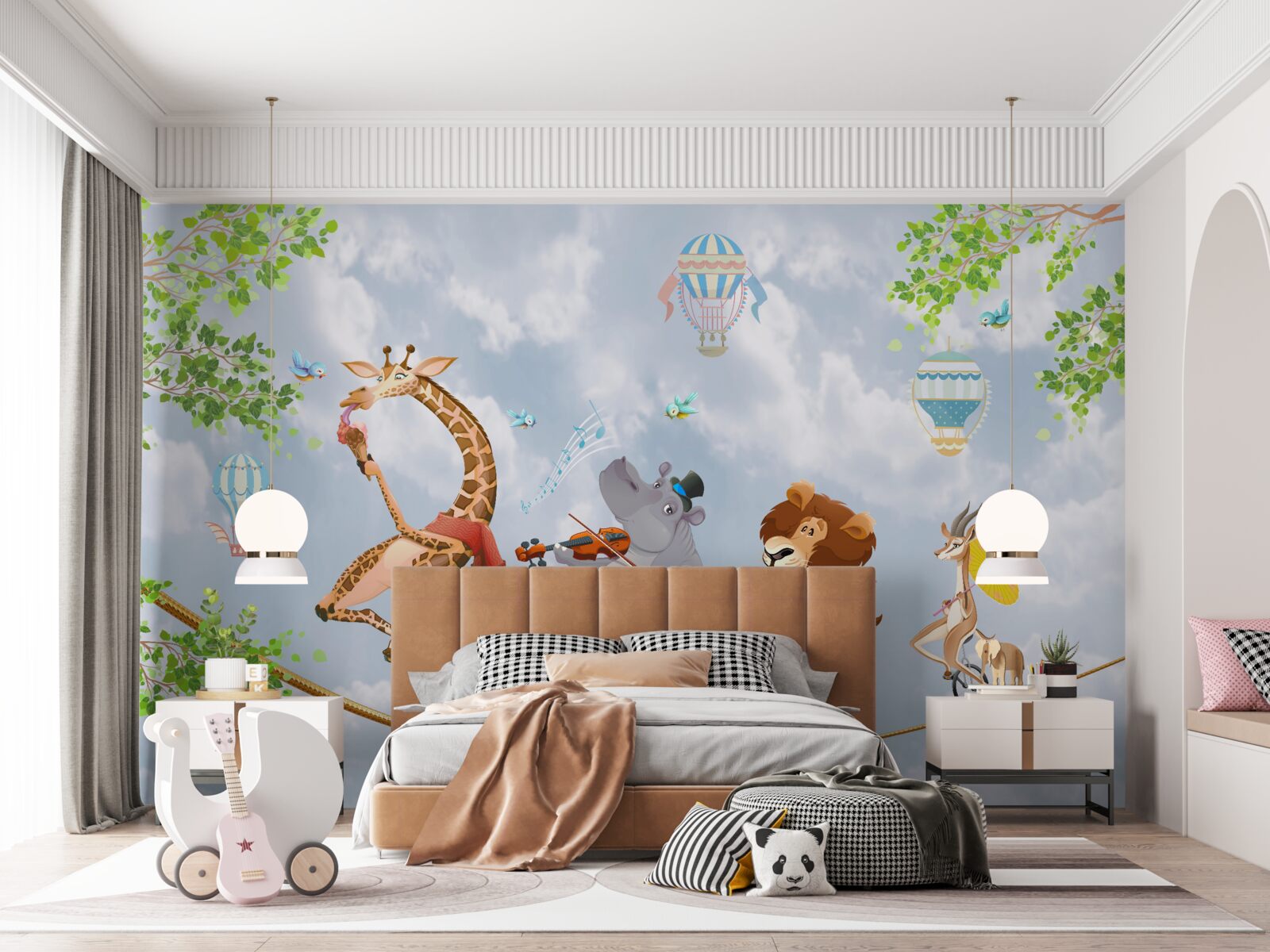 Papier peint animaux heureux sur une corde raide