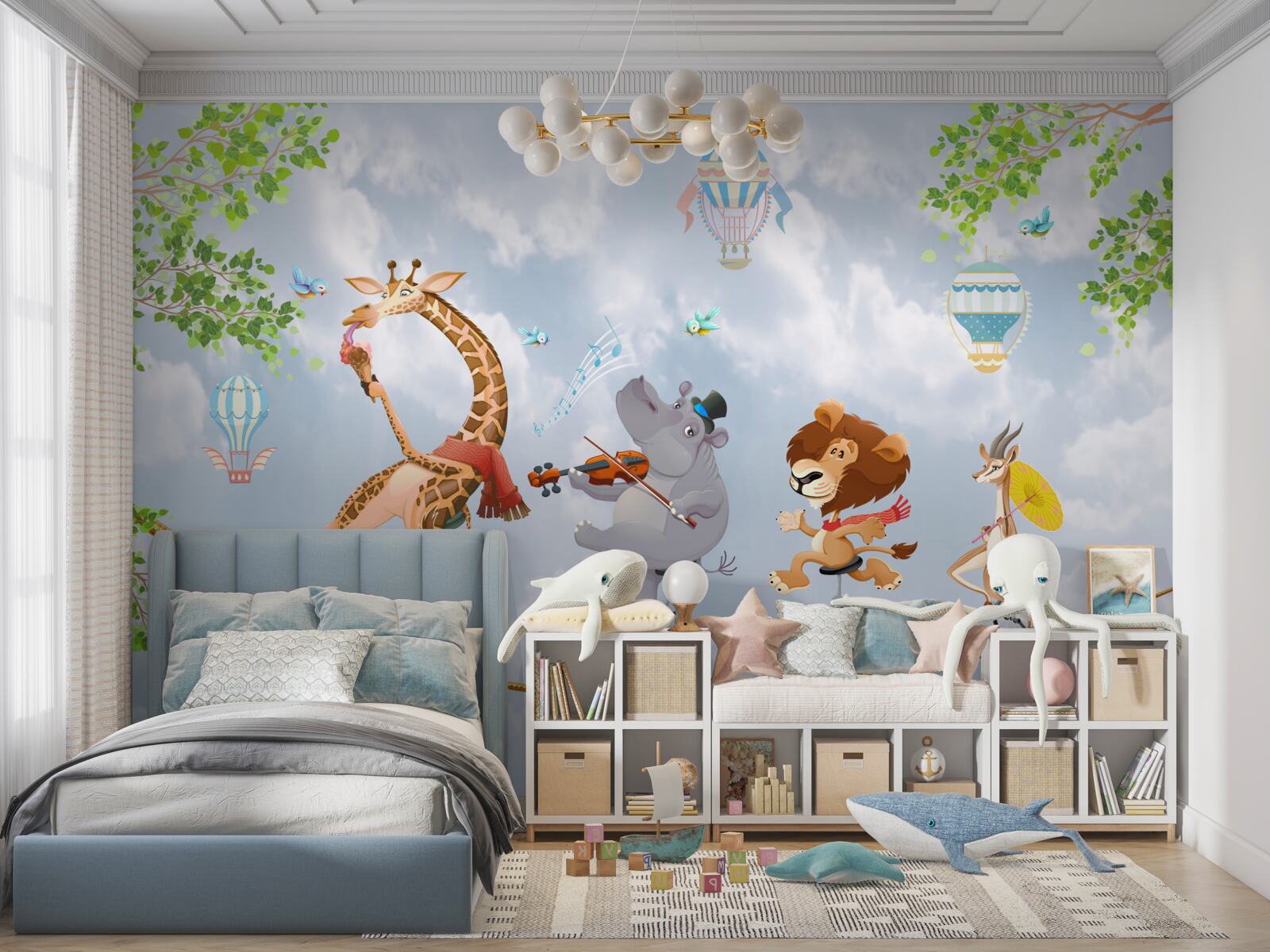 Papier peint animaux heureux sur une corde raide