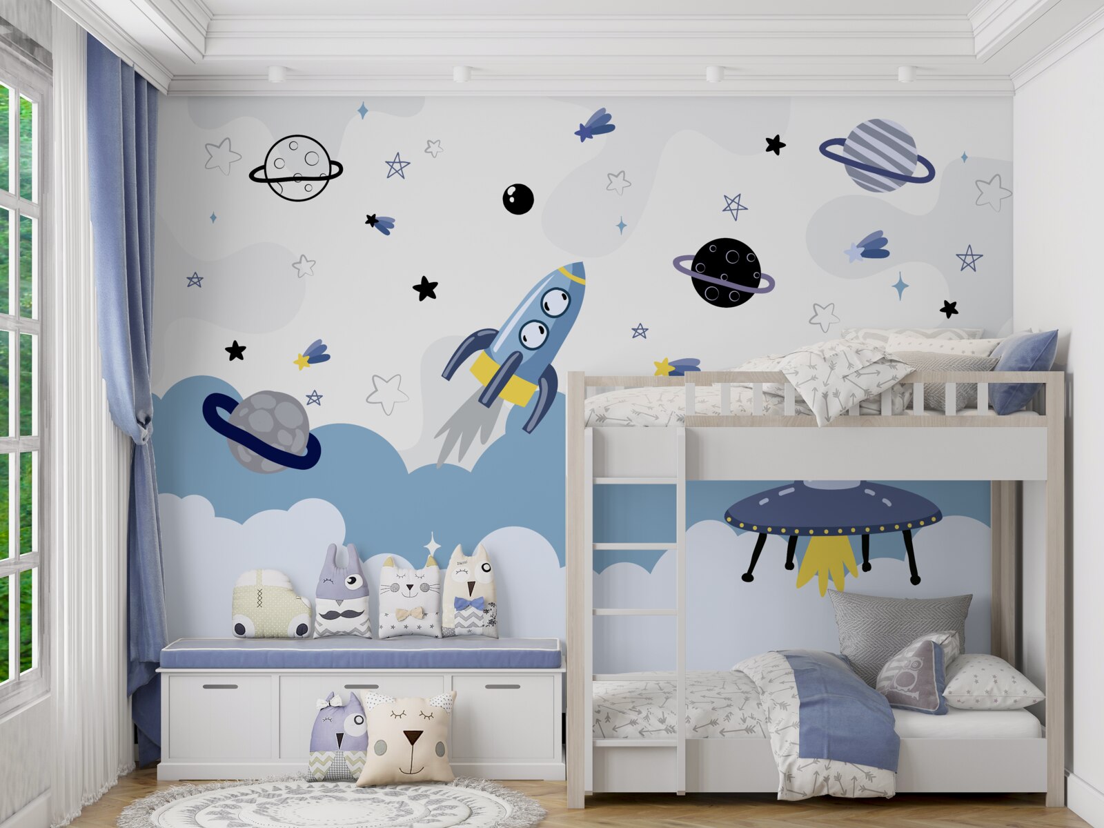 Papier peint vaisseaux spatiaux flottant dans l'espace