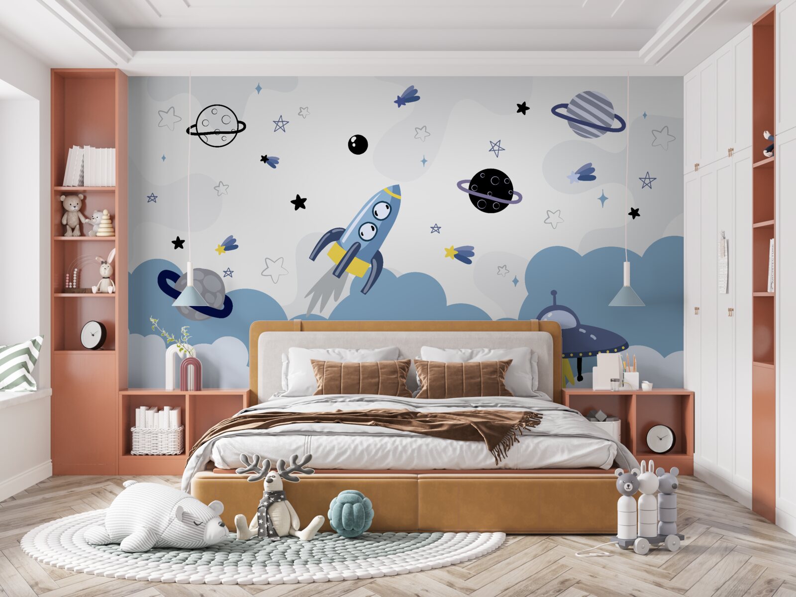 Papier peint vaisseaux spatiaux flottant dans l'espace