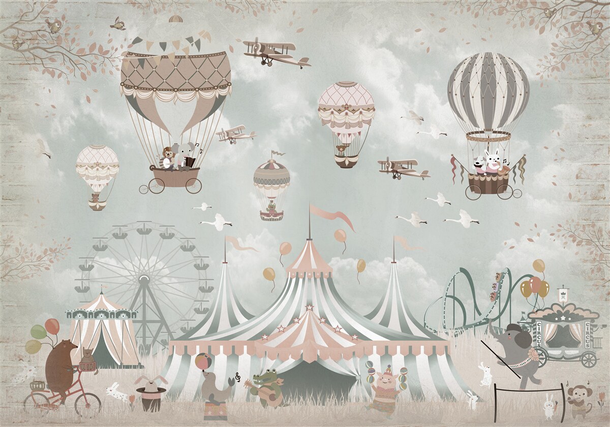 Papier peint ballons remplis d'air dans un parc d'attractions