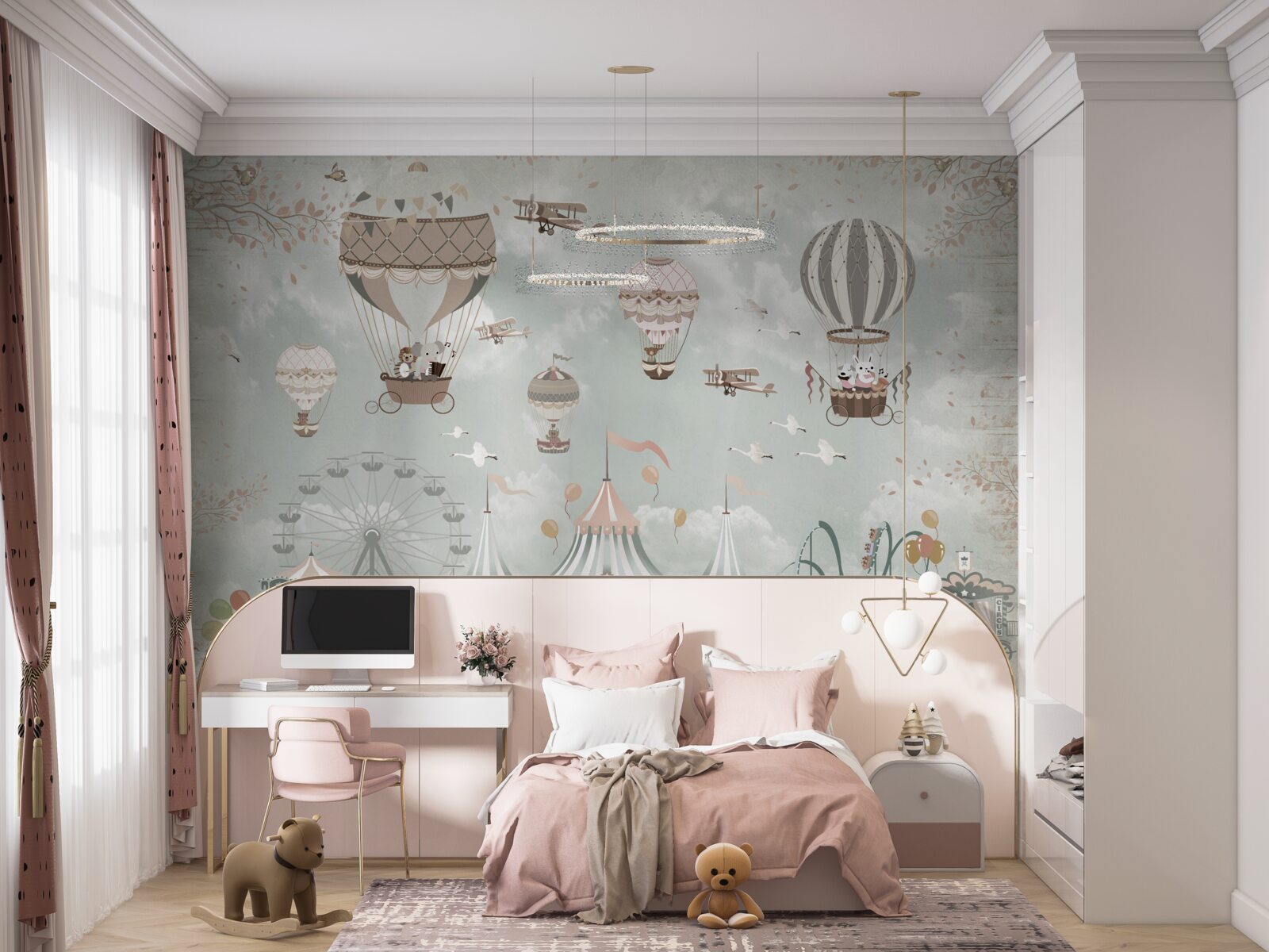 Papier peint ballons remplis d'air dans un parc d'attractions