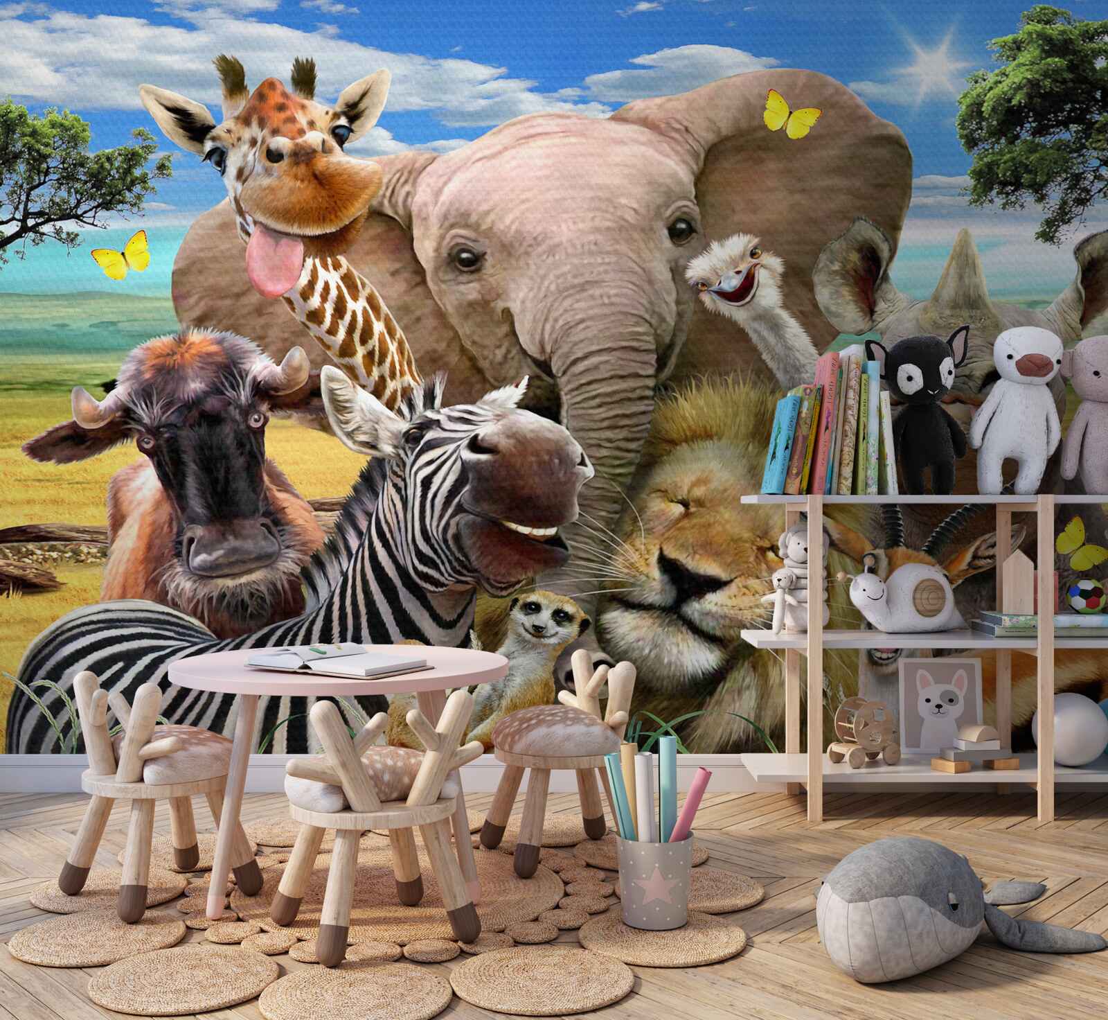 Papier peint selfie singulier de sympathiques africains