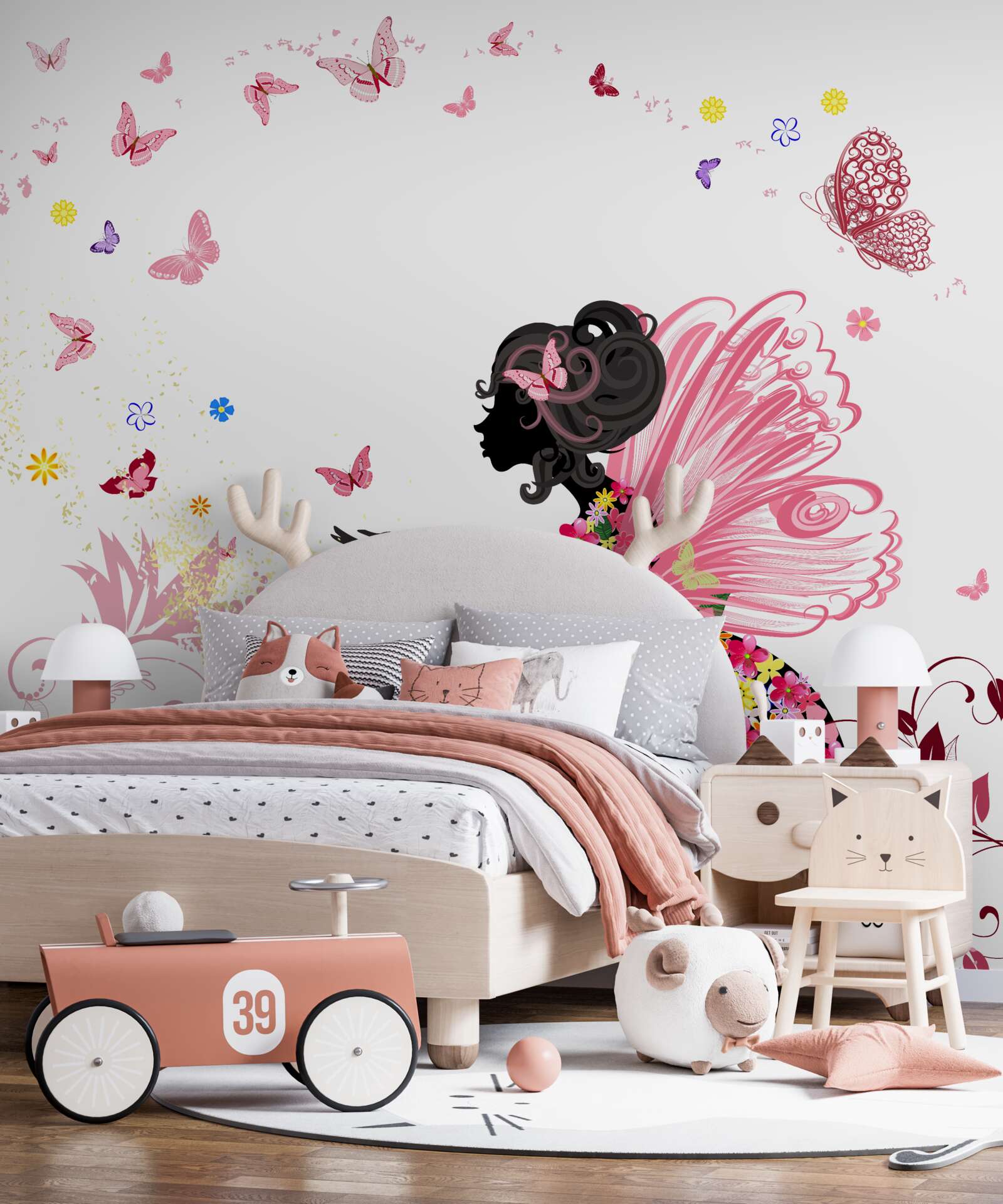 Papier peint la dame elfe et les lépidoptères