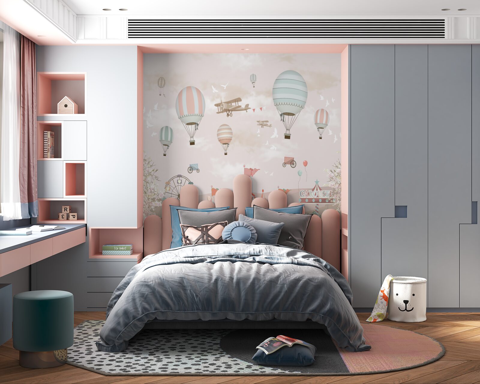 Papier peint cirque sous un nuage de ballons