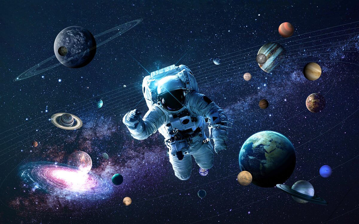 Papier peint astronaute dans l'univers
