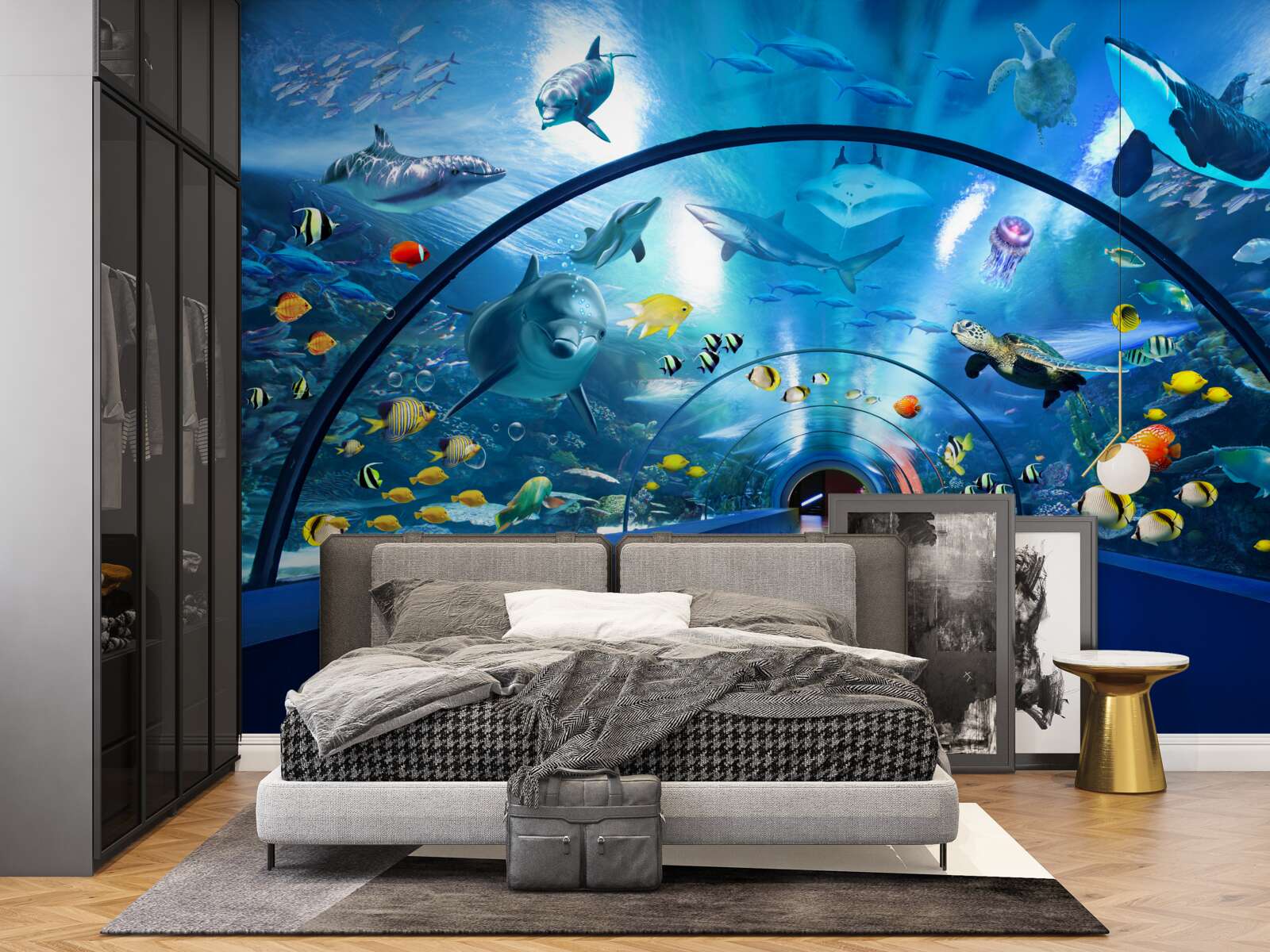 Papier peint fascinant tunnel d'aquarium