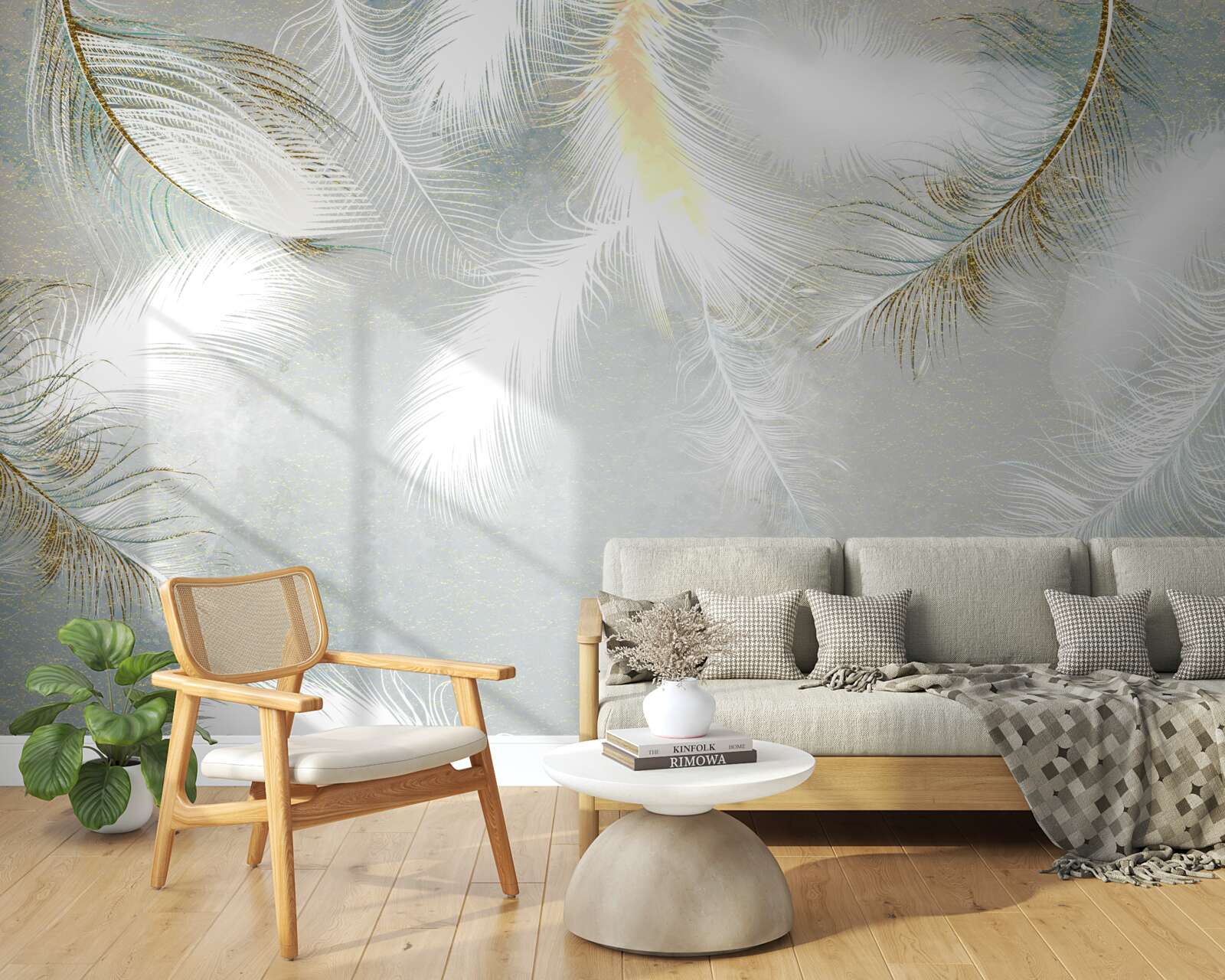 Papier peint fond composé de plumes abstraites lumineuses