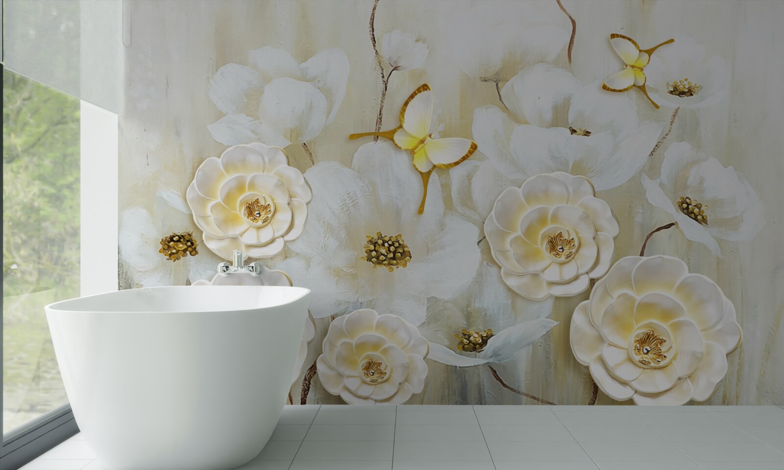 Papier peint papillons insolites et fleurs éclatantes