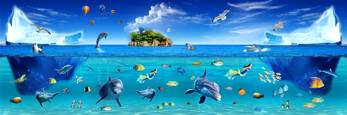 Papier peint montagnes glacées et mer profonde