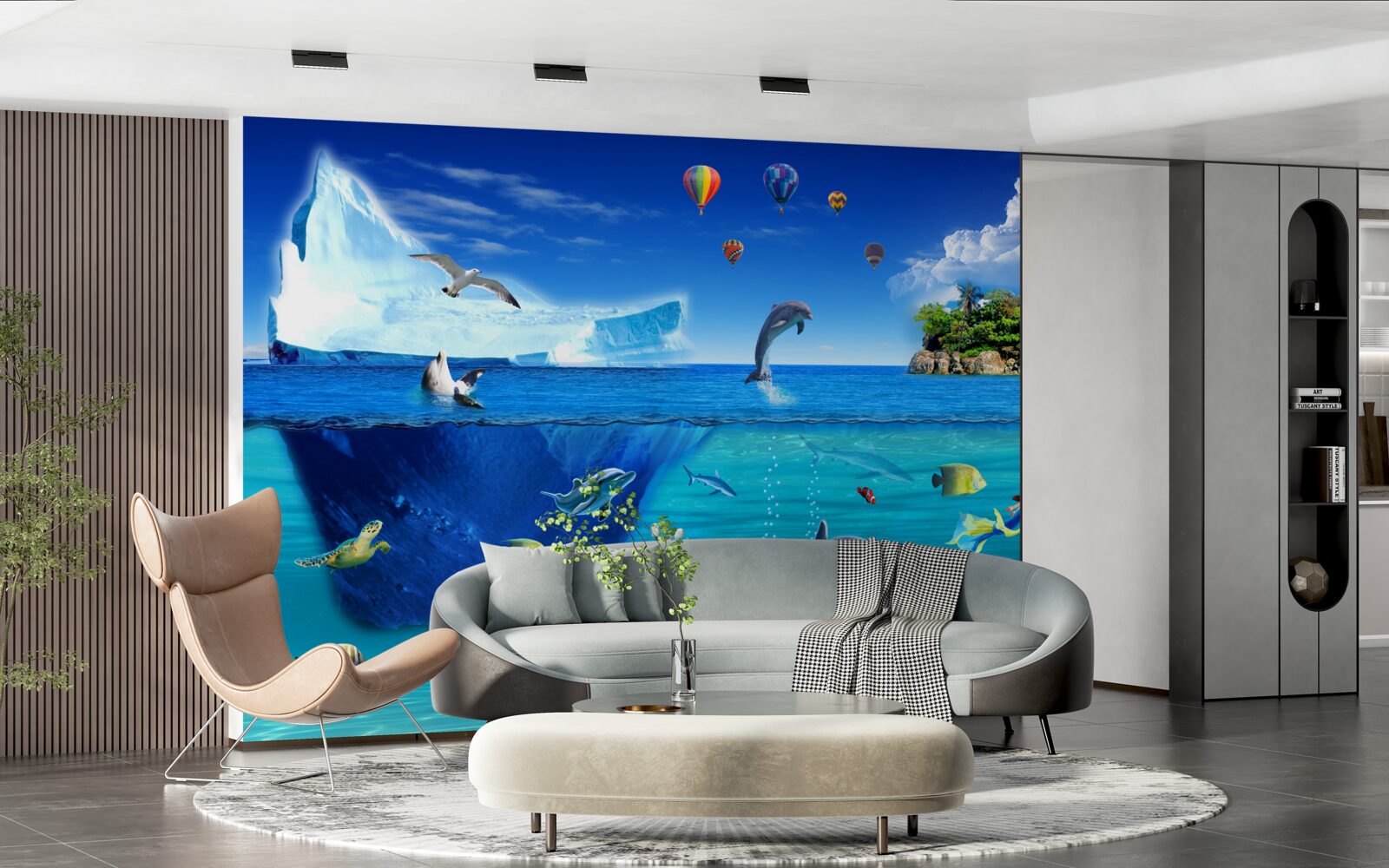 Papier peint montagnes glacées et mer profonde