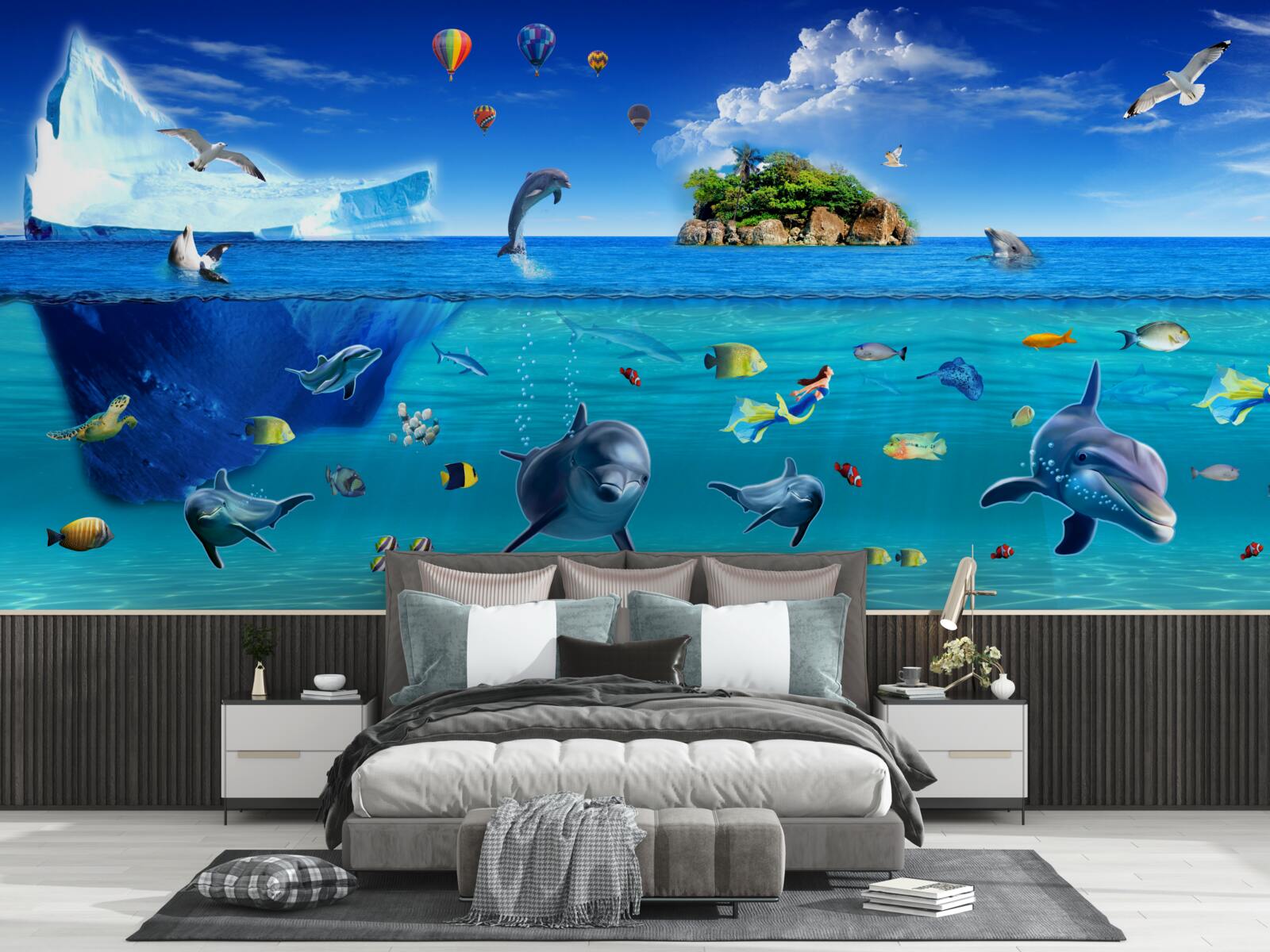 Papier peint montagnes glacées et mer profonde