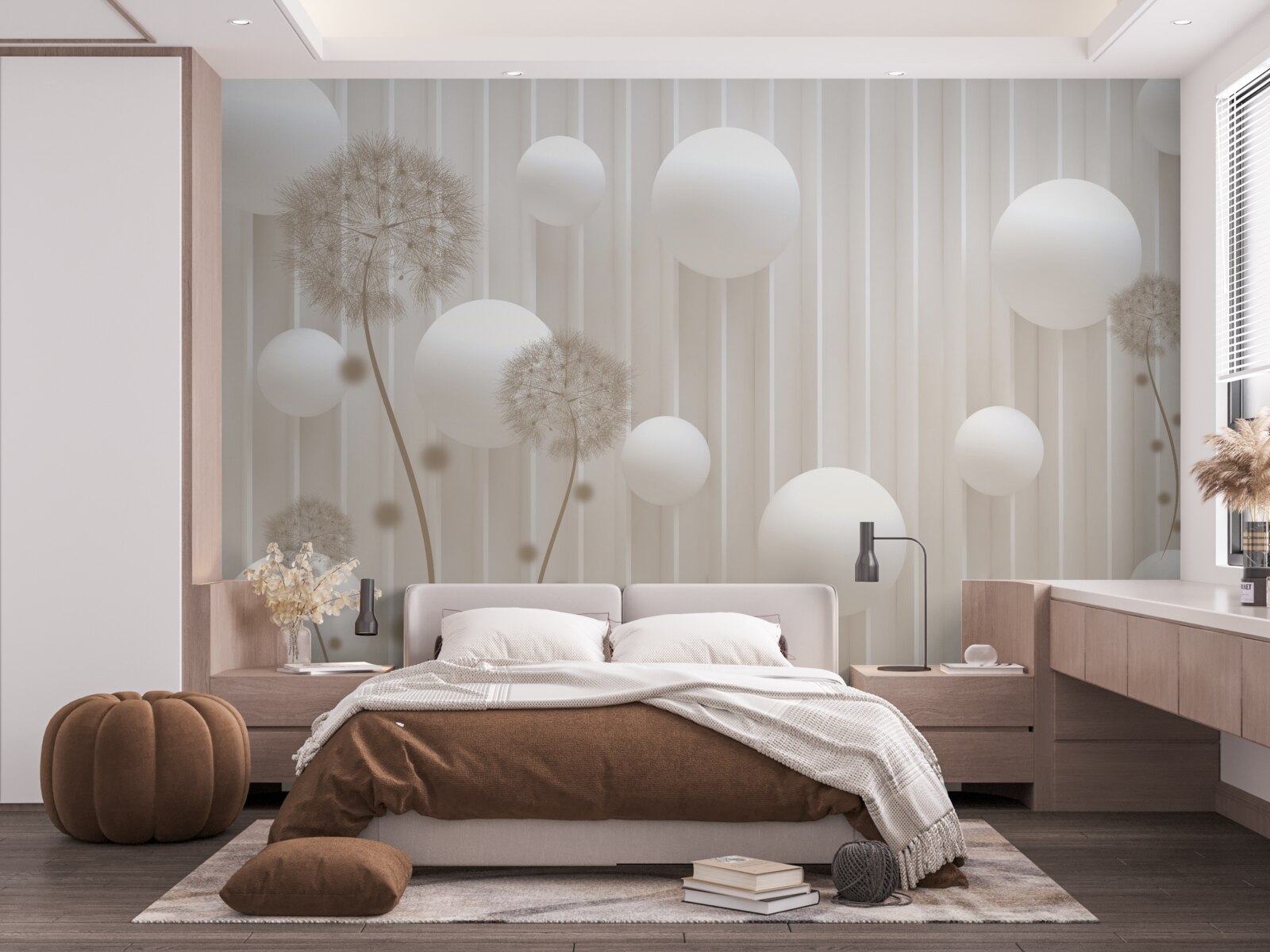 Papier peint perles et laits en rose clair