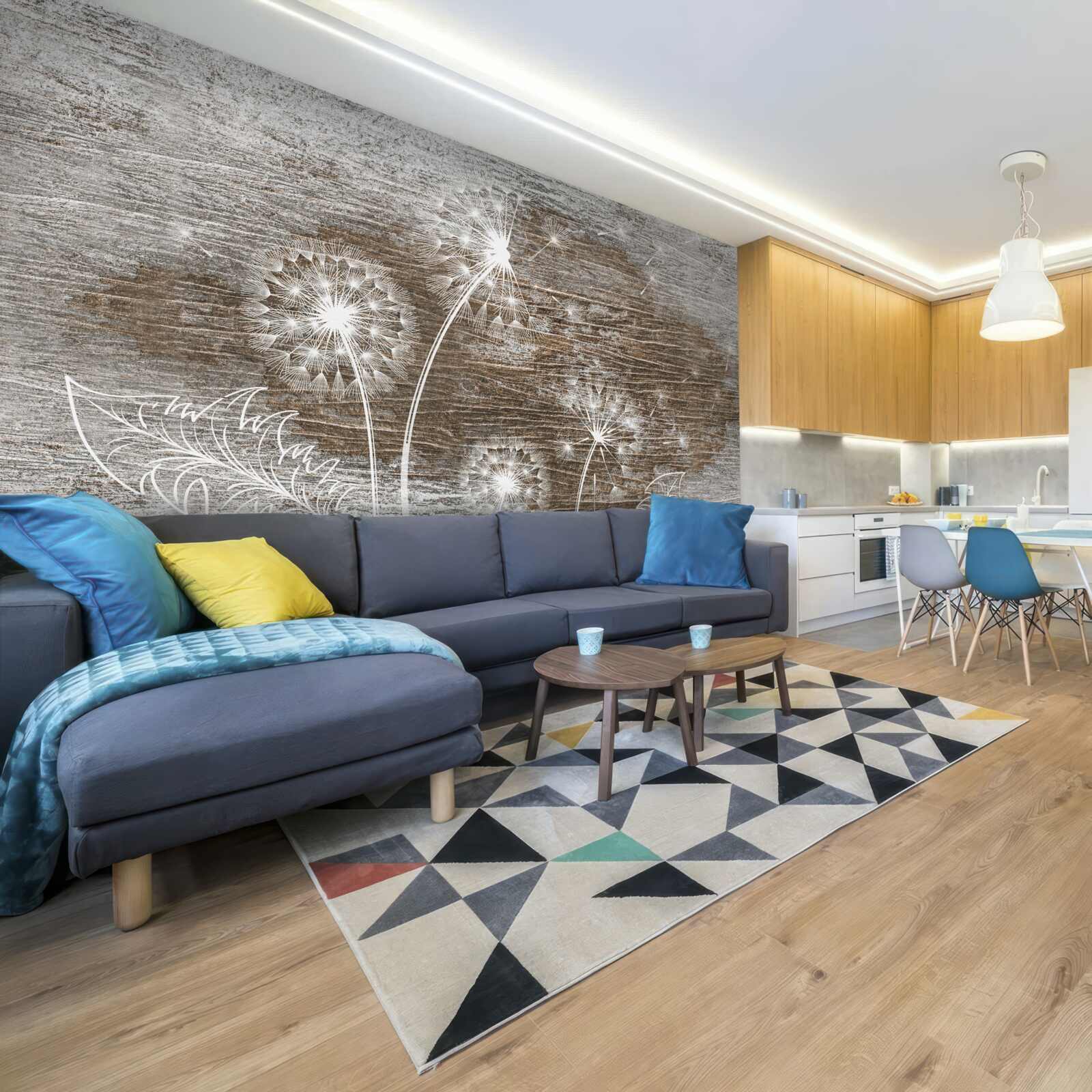 Papier peint des chevreuils, blancs comme la neige, sur un arbre