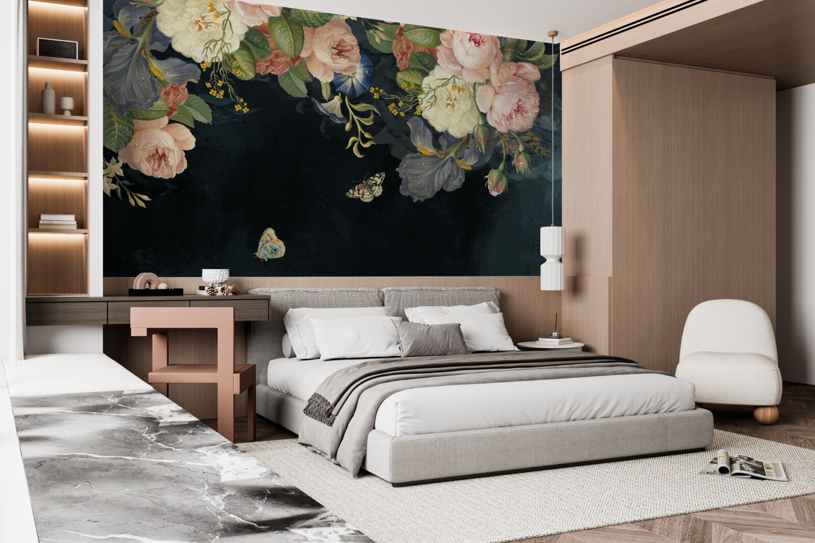 Papier peint différentes teintes sur fond sombre