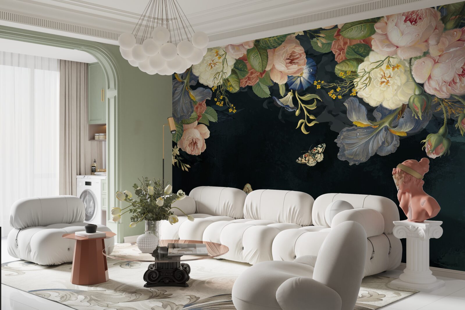 Papier peint différentes teintes sur fond sombre