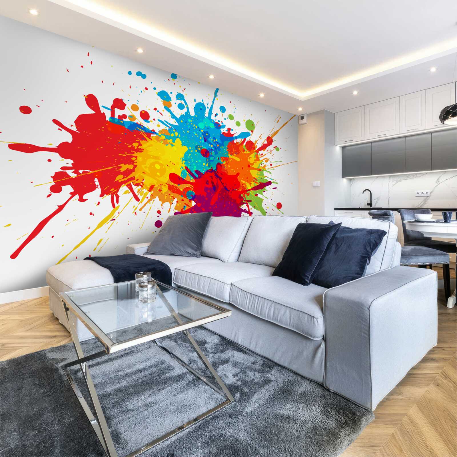 Papier peint explosion de teintes vives