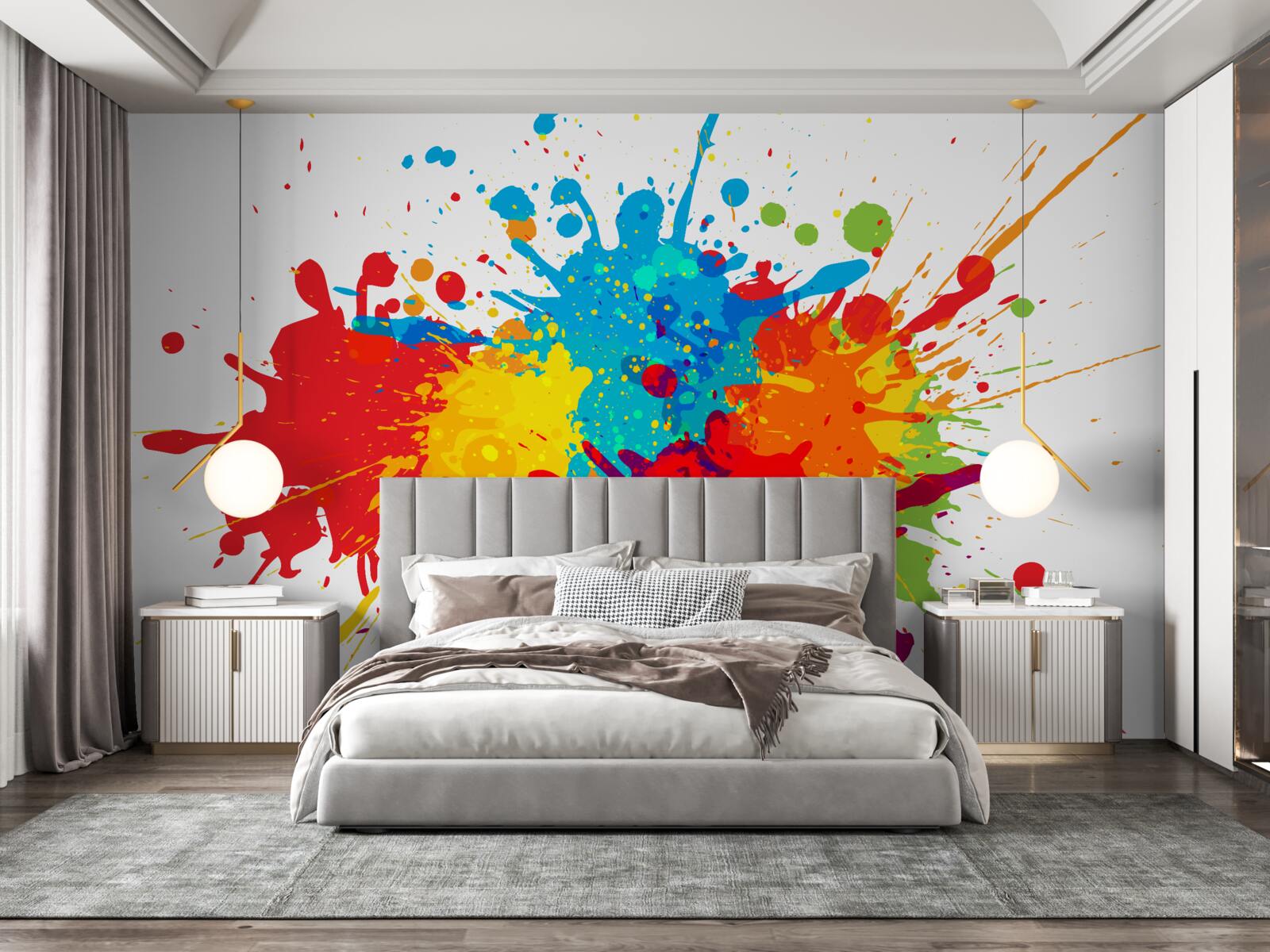 Papier peint explosion de teintes vives