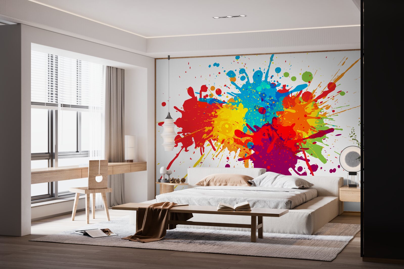 Papier peint explosion de teintes vives