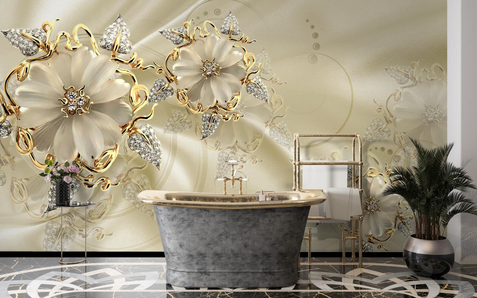 Papier peint fascinante broche en métaux précieux