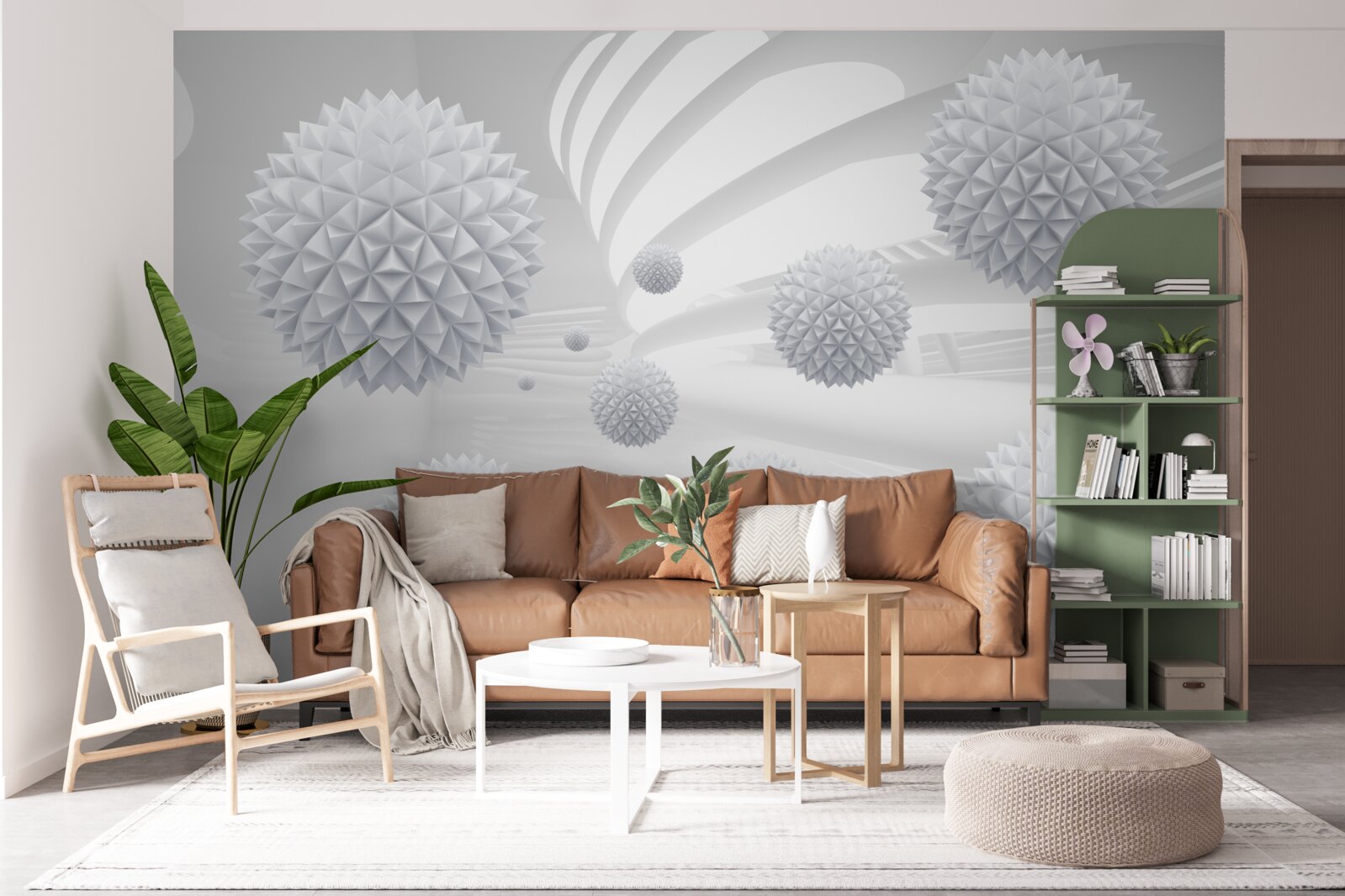 Papier peint des boules hérissées de pointes flottant en état d'apesanteur