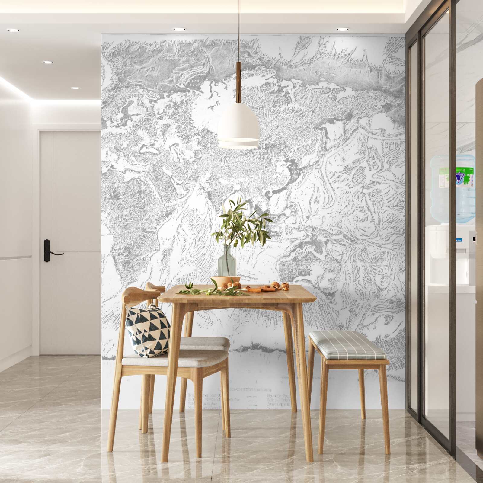 Papier peint Coucher de soleil sur une montagne abstraction et forêt