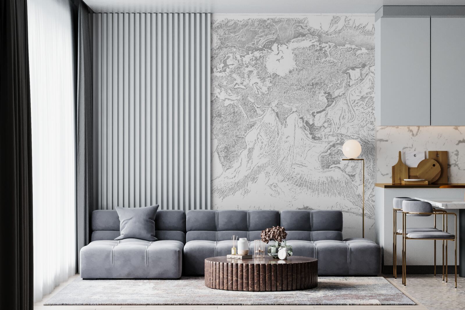 Papier peint Coucher de soleil sur une montagne abstraction et forêt