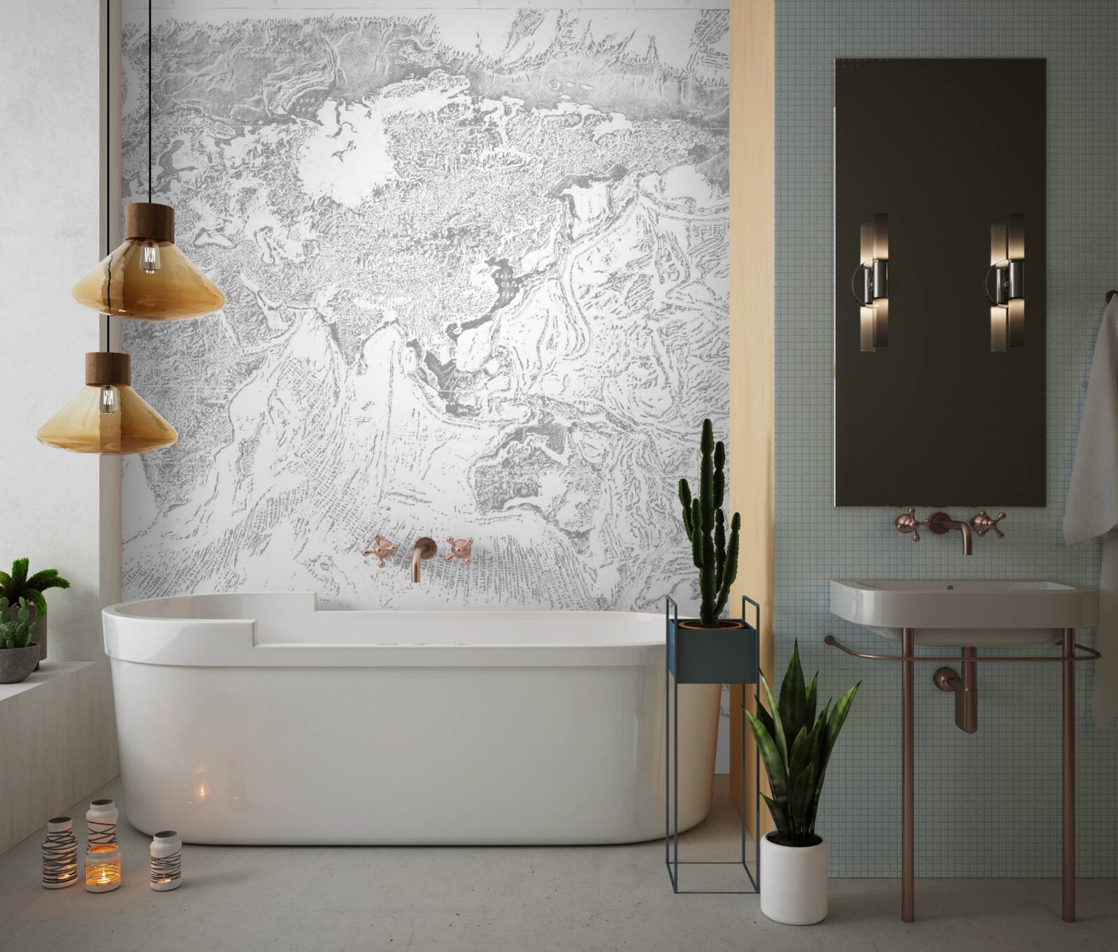 Papier peint Coucher de soleil sur une montagne abstraction et forêt