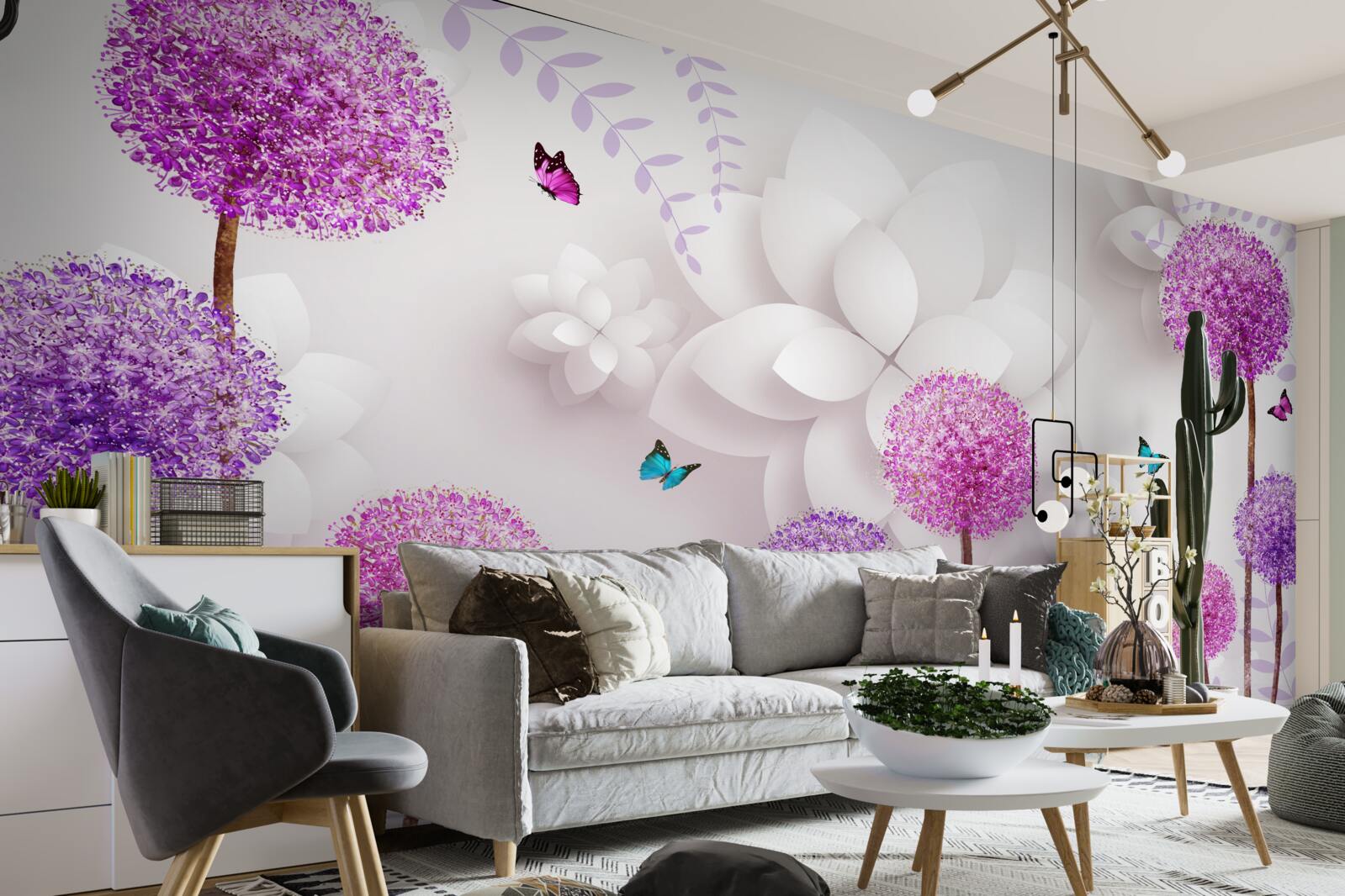 Papier peint des laitances violettes flottant à la surface de l'eau