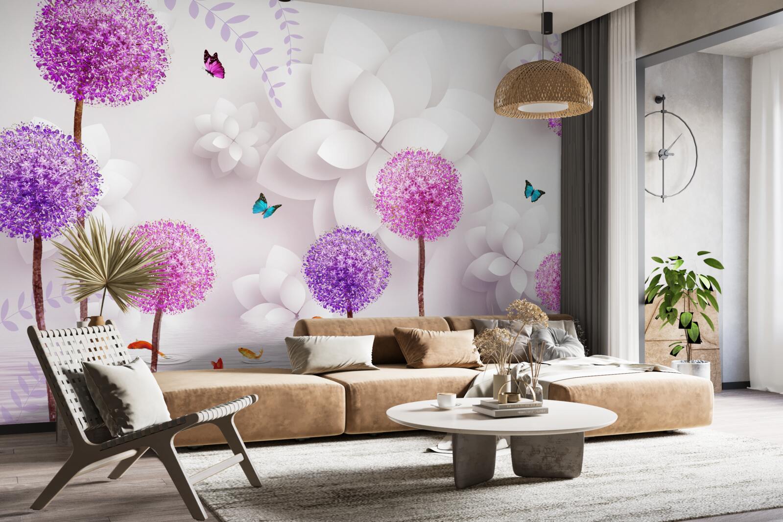 Papier peint des laitances violettes flottant à la surface de l'eau