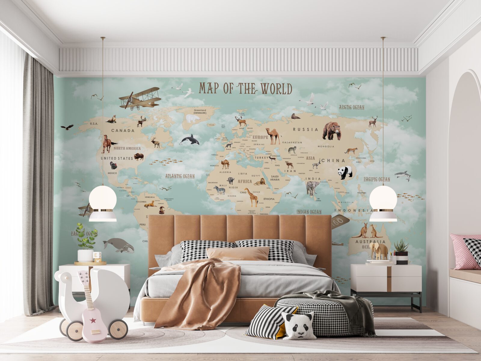 Papier peint la faune dans l'atlas géographique