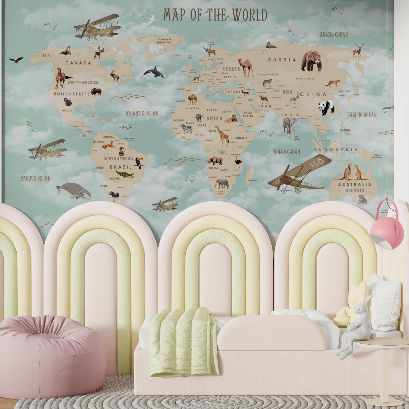 Papier peint la faune dans l'atlas géographique