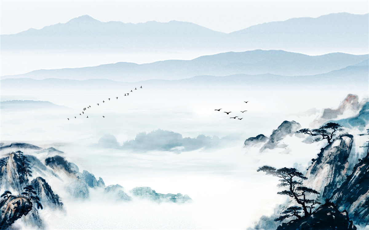 Papier peint les sommets des montagnes enveloppés de brume