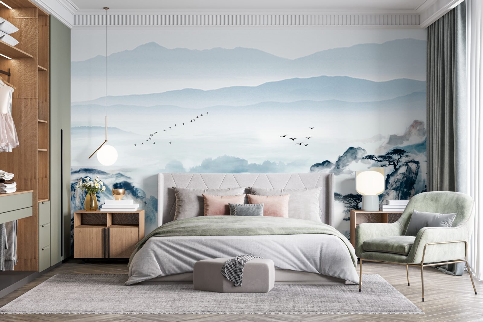 Papier peint les sommets des montagnes enveloppés de brume