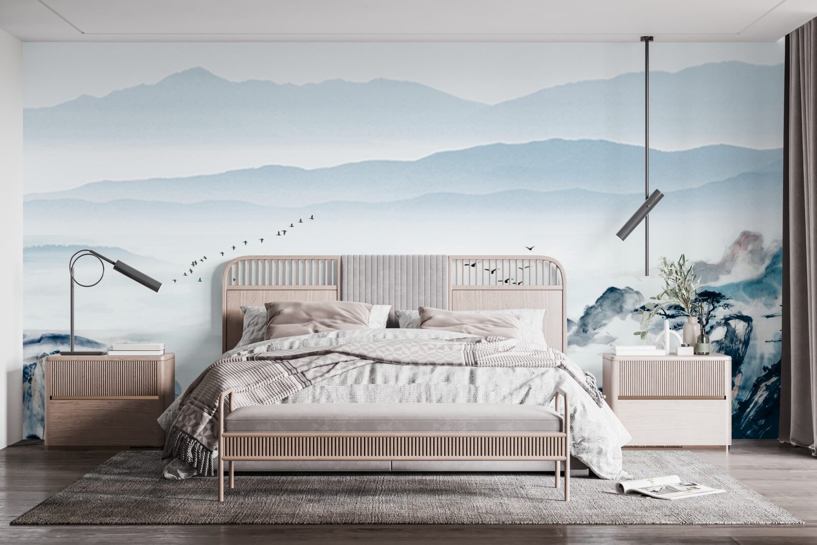 Papier peint les sommets des montagnes enveloppés de brume