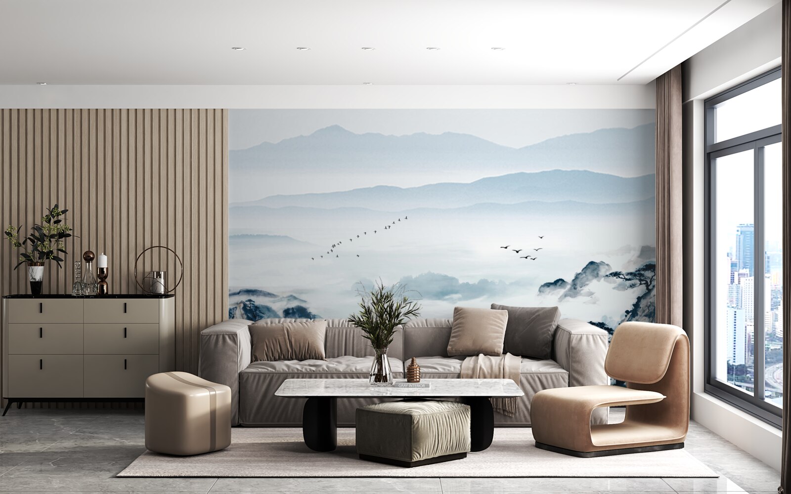 Papier peint les sommets des montagnes enveloppés de brume