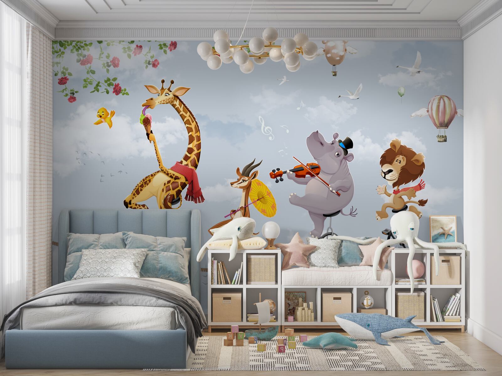 Papier peint animaux de cirque sur une corde raide