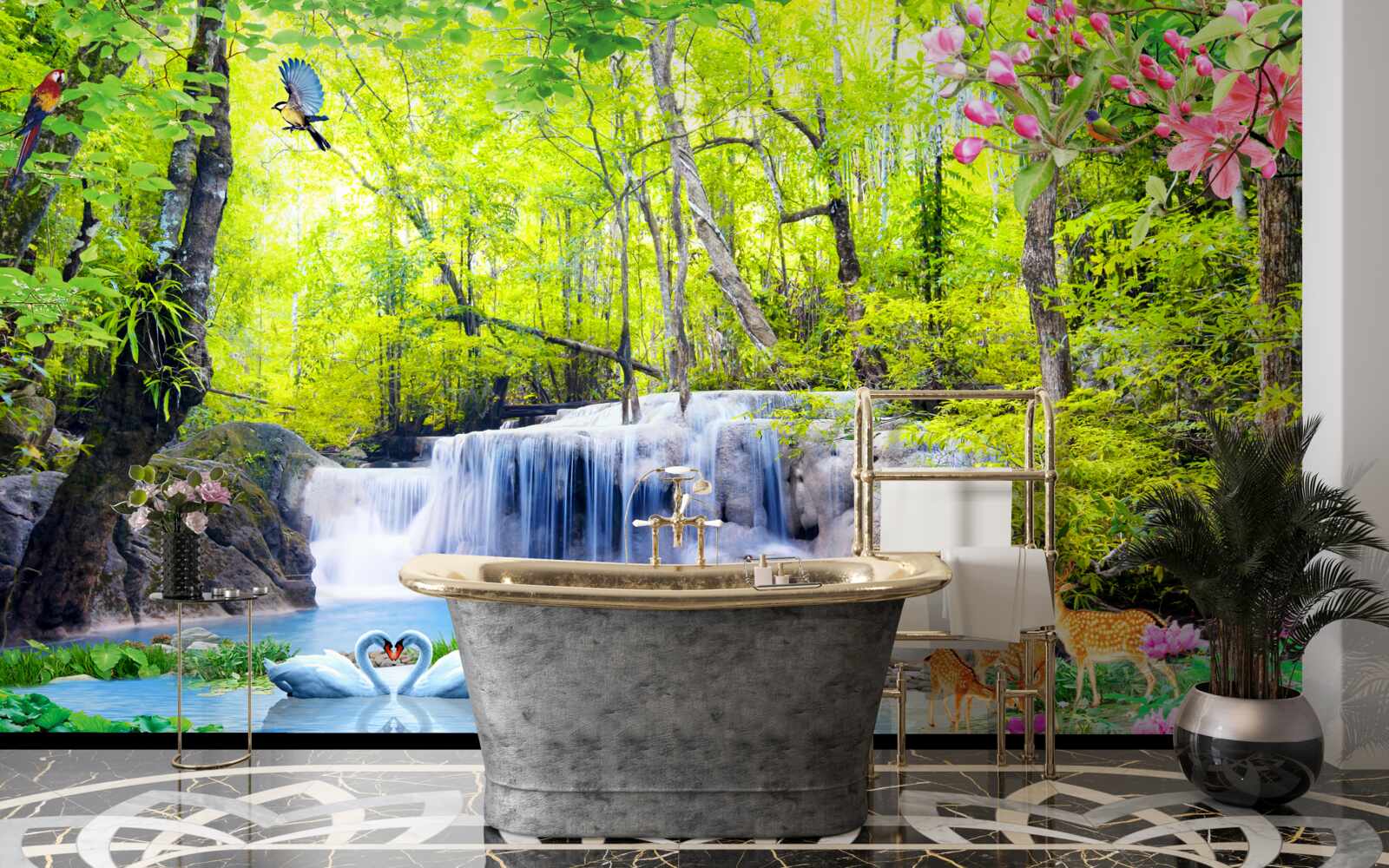 Papier peint Les cascades d'été ont la magie de la nature en elles