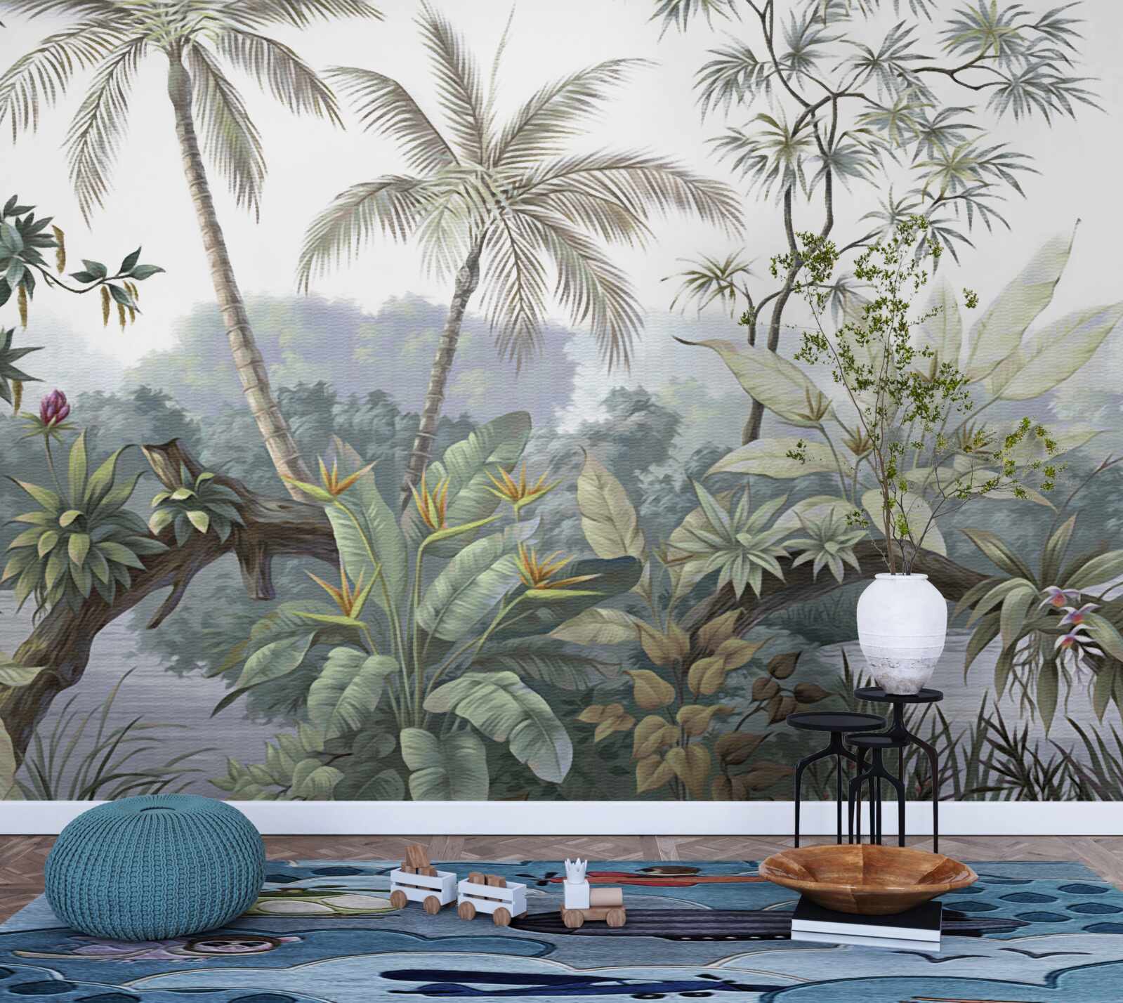 Papier peint plantes dans la jungle après la pluie