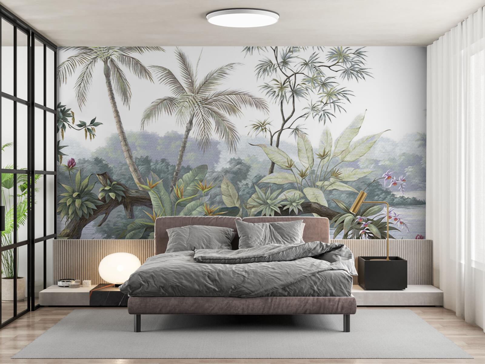 Papier peint plantes dans la jungle après la pluie