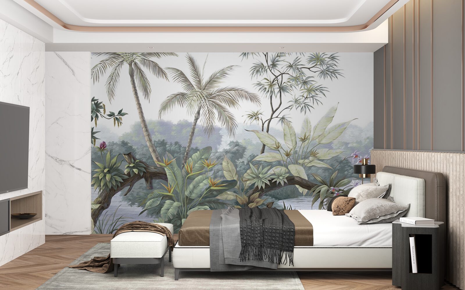 Papier peint plantes dans la jungle après la pluie