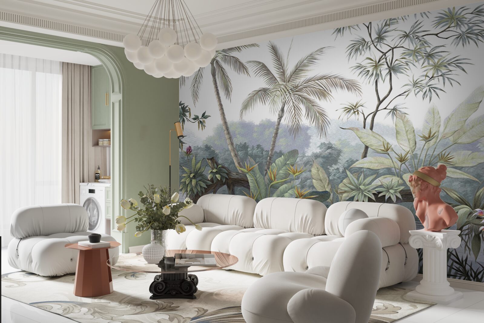 Papier peint plantes dans la jungle après la pluie