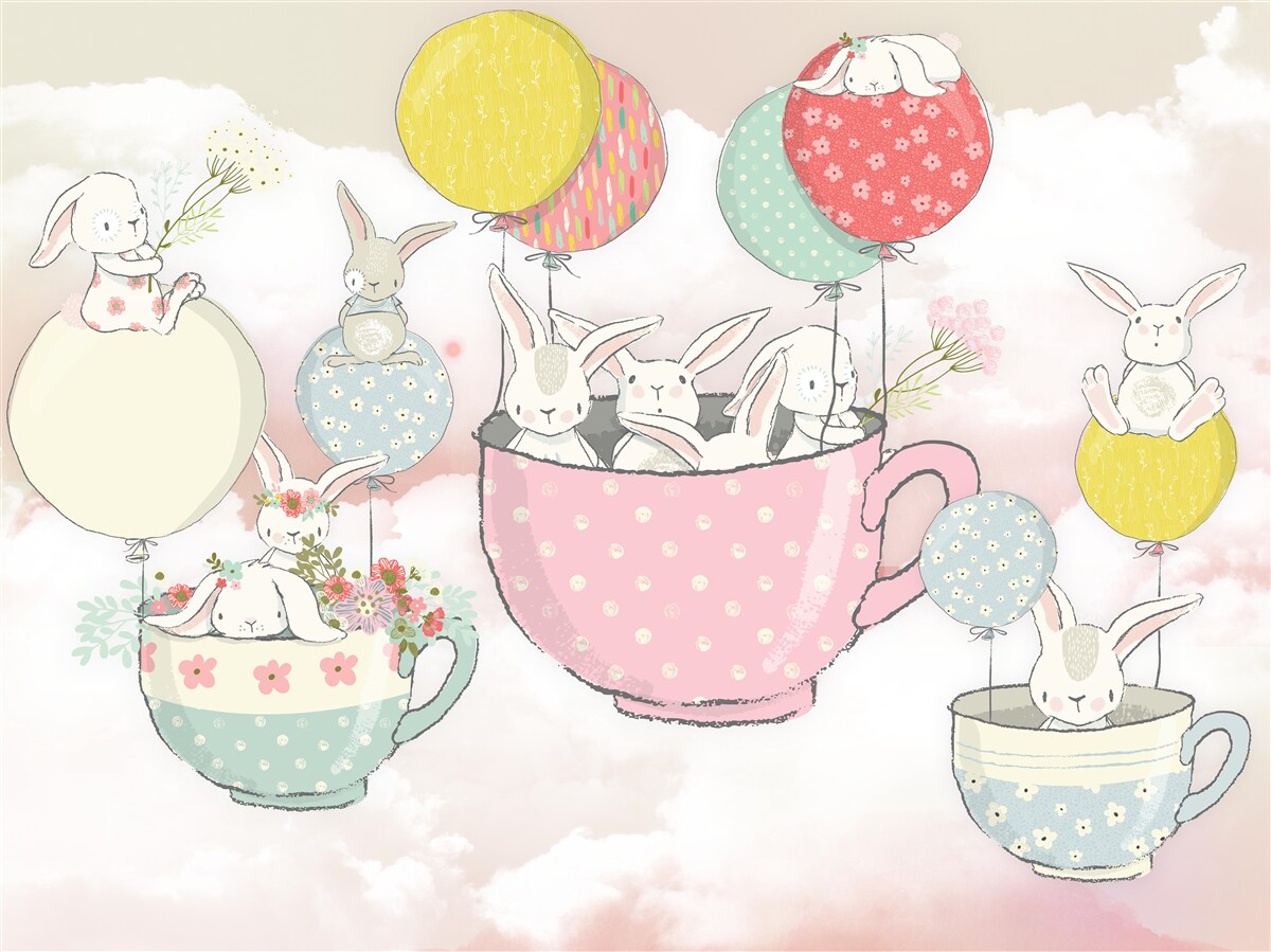 Papier peint les lapins qui tournent en rond