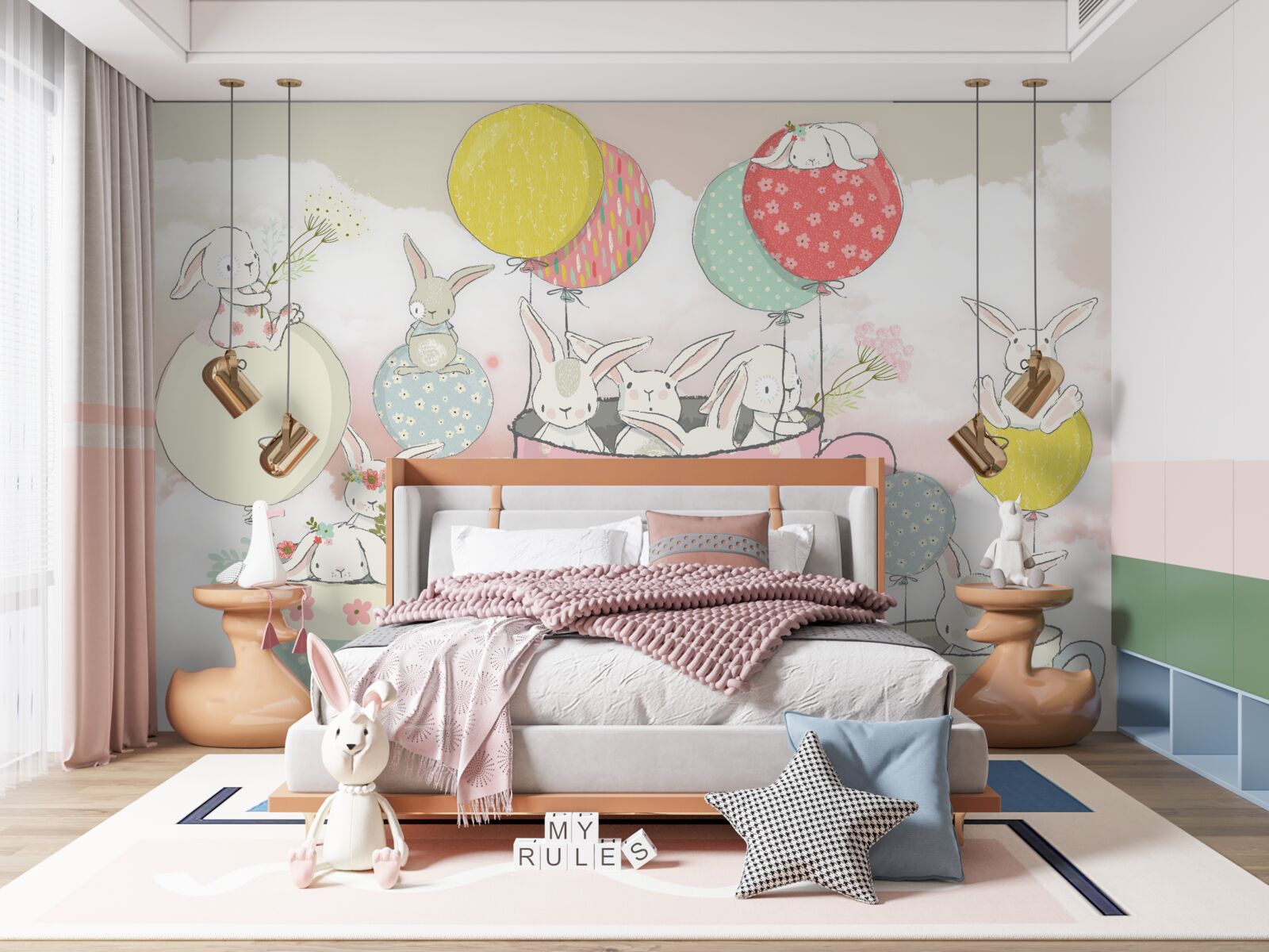 Papier peint les lapins qui tournent en rond