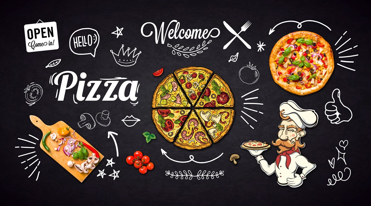 Papier peint cuisiner avec de la pizza