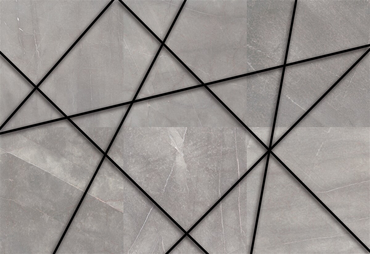 Papier peint contours noirs sur fond gris