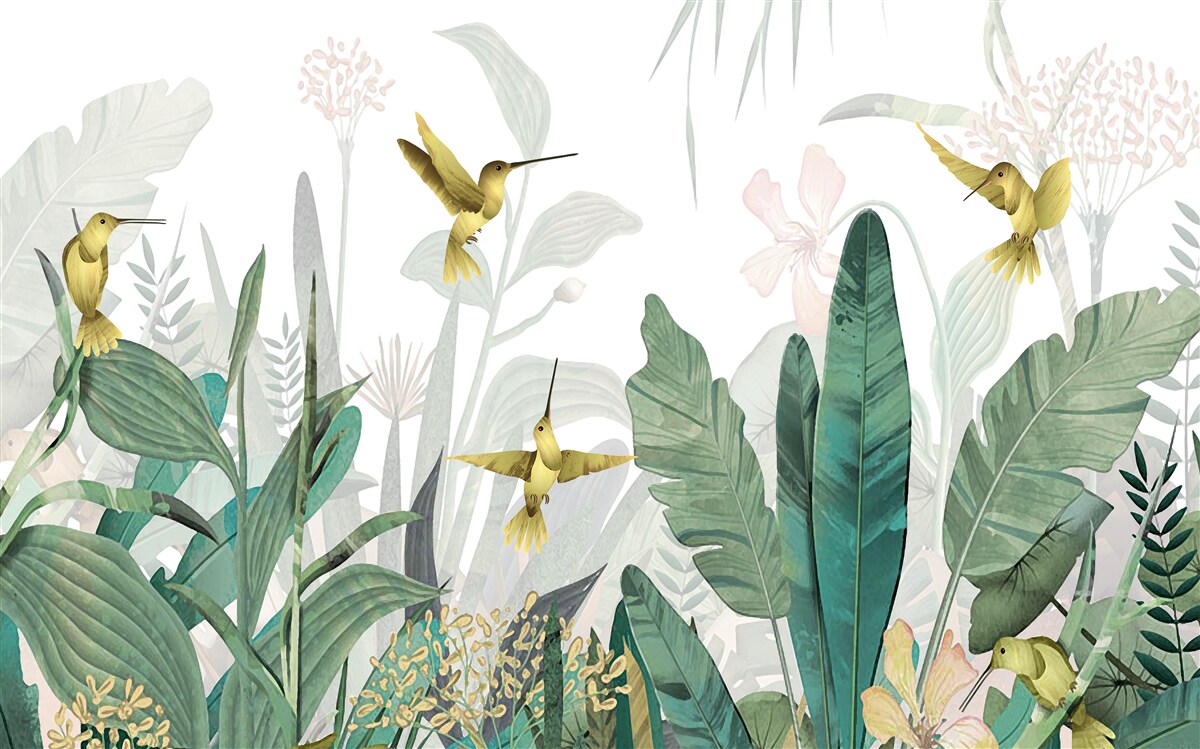 Papier peint groupe de colibris sous les tropiques