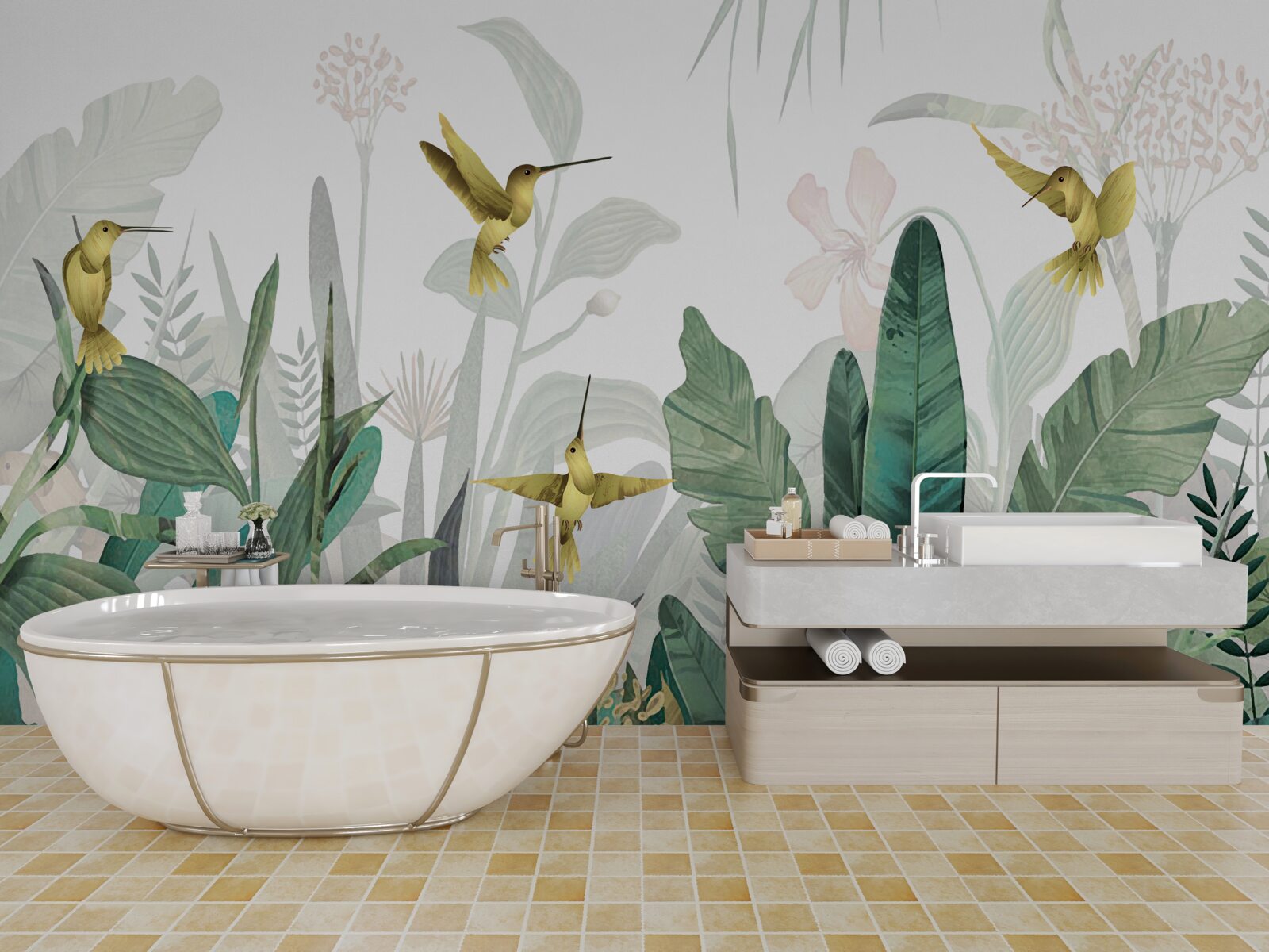 Papier peint groupe de colibris sous les tropiques