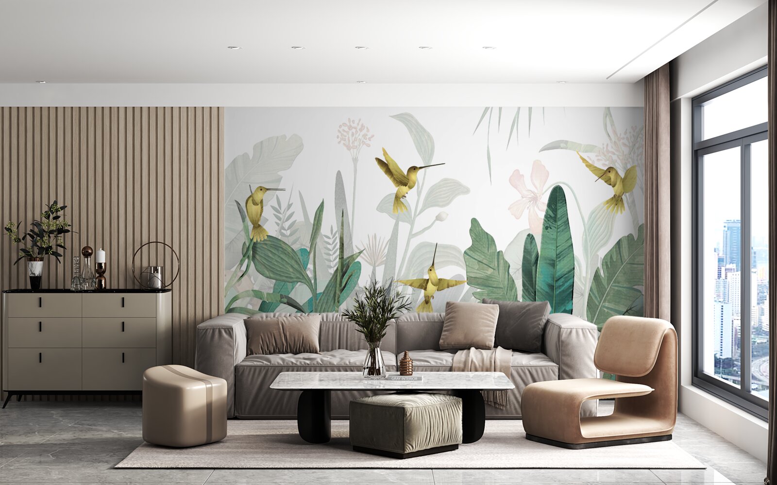 Papier peint groupe de colibris sous les tropiques